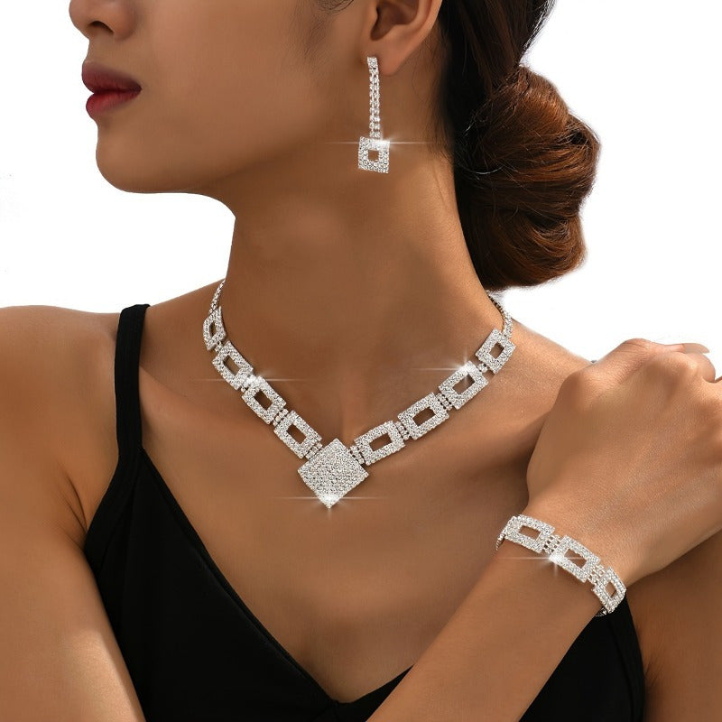 Gorgeous Jewelry Sets - Sparkly Faux Zirconia, Earrings And Necklaces - Can Be Worn As Bracelets for Evening Glamour, 3pcs Sets. The Perfect Holiday Gift